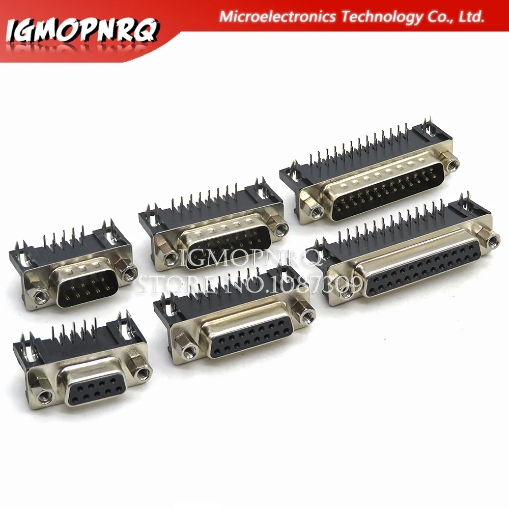 5 шт., D-Sub 9-контактный разъем для печатной платы, 90 градусов
