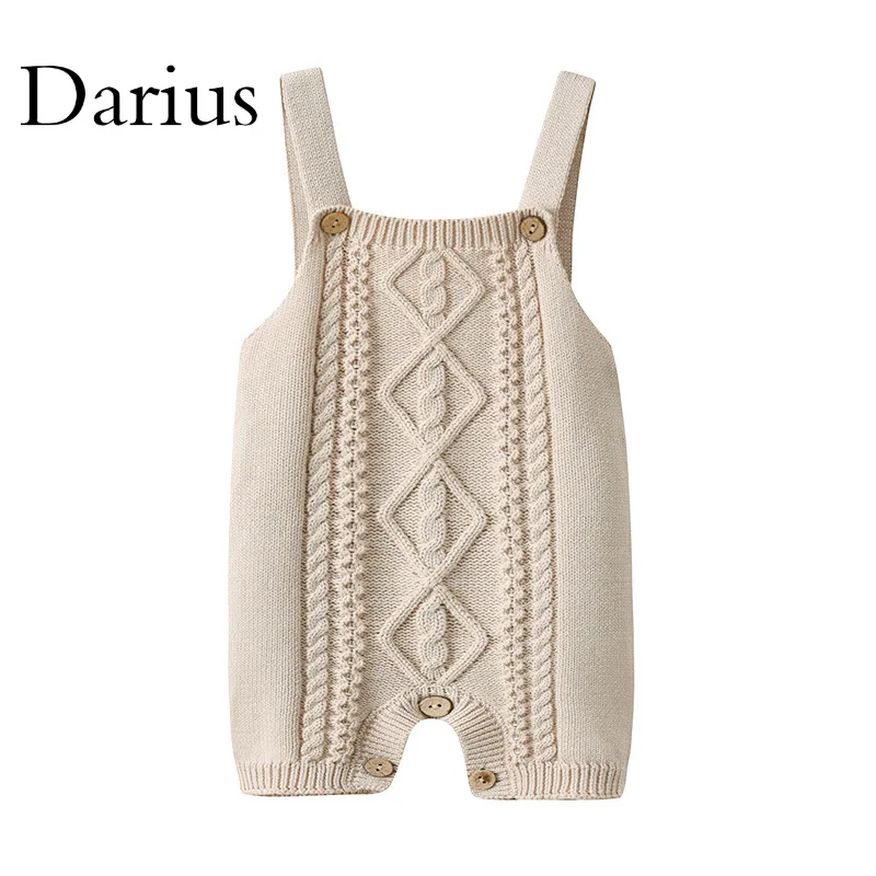 

spring and autumn baby sweater romper jumpsuits diamond knitted strap pants