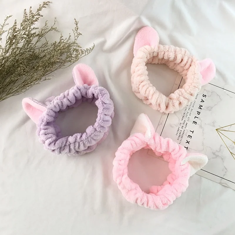 

Японская мягкая Очаровательная Милая эластичная повязка для волос с кошачьими ушками для женщин и девушек средство для мытья лица женские ...