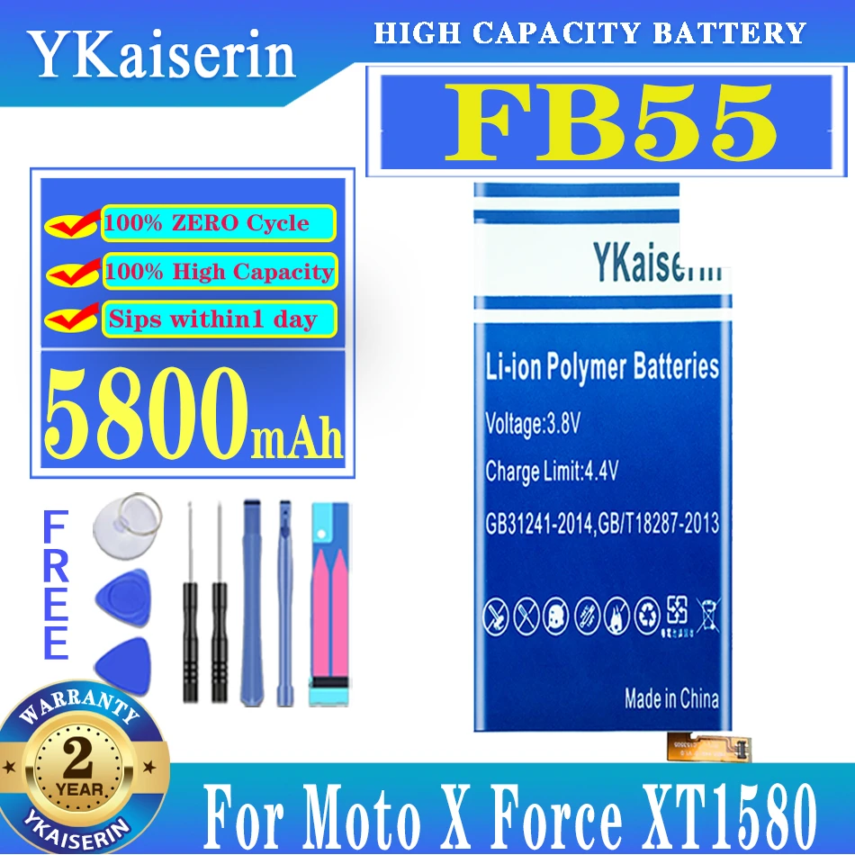 

YKaiserin 5800mAh FB55 FB 55 Battery For Motorola Moto DROID Turbo 2 Turbo2 XT1585 XT1581 XT1580 For Moto X MotoX Batteria