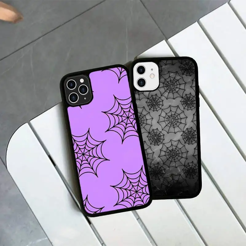 

Spider web Phone Case Silicone PC+TPU Case for iPhone 11 12 13 Pro Max 8 7 6 Plus X SE XR Hard Fundas