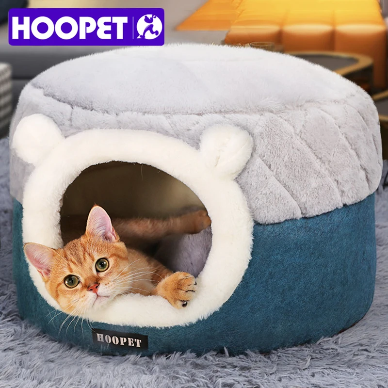 

HOOPET Cat Bed House Soft Plush Kennel Puppy Cushion Small Dogs Cats Nest Winter Warm Sleeping Pet Dog Bed Pet Mat Supplies