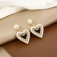 925 silver needle love pearl earrings female temperament new trendy personality simple and versatile earrings for women 2020