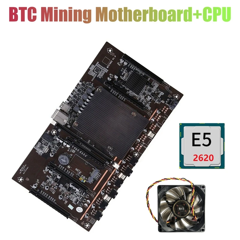 

X79 H61 BTC Miner Motherboard LGA 2011 DDR3 Support 3060 3070 3080 Graphics Card With E5 2620 CPU And Cooling Fan