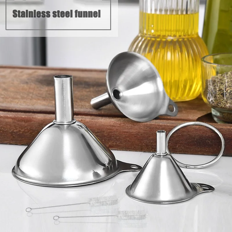 Stainless steel funnel, multifunctional kitchen funnel, portable wine bottle, oil outlet, stainless steel filling kitchen tool