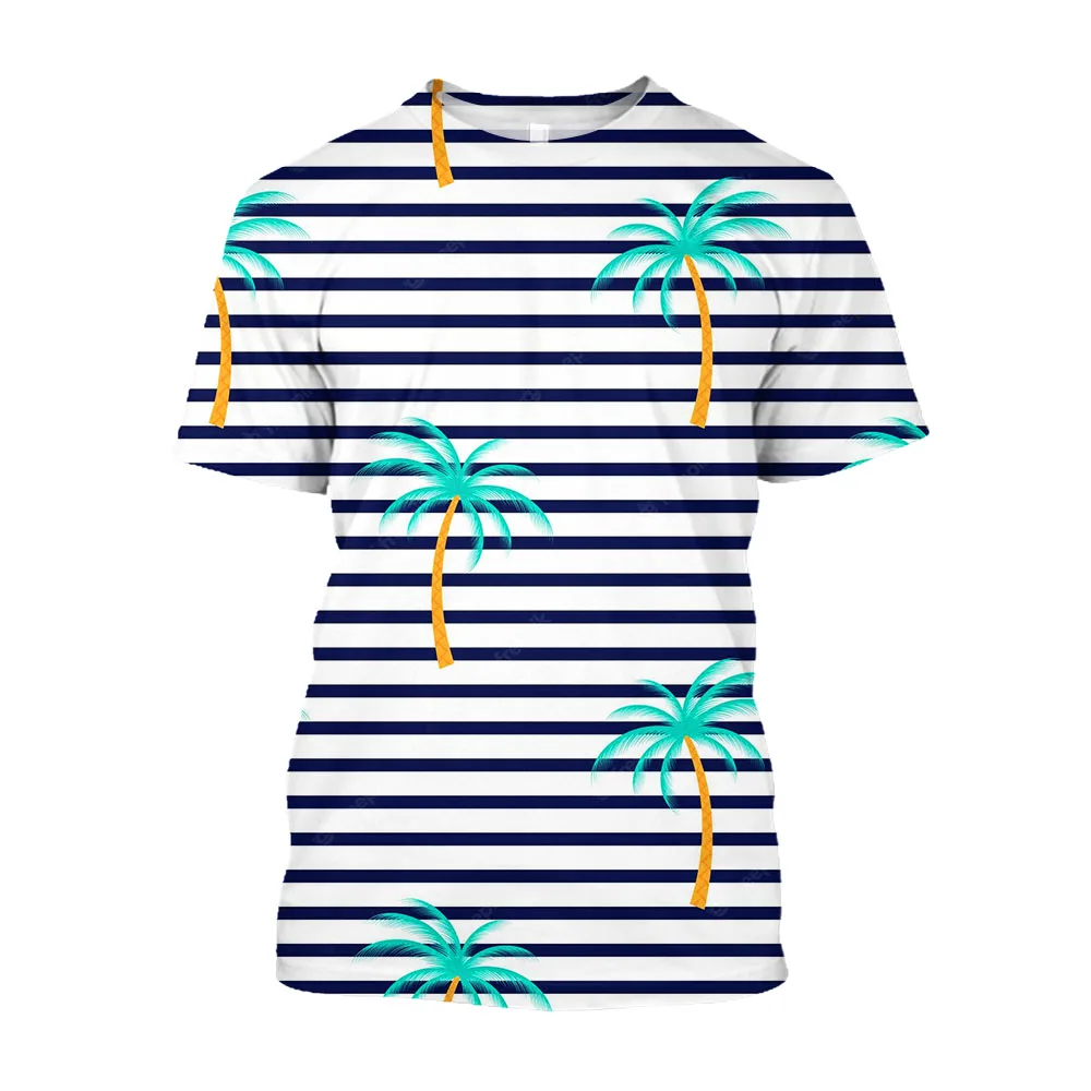 

Jumeast, 3D футболки с принтом пальмы, повседневные полосатые Графические футболки для мужчин, Гавайский пляж, хлопковая одежда, модная футболка