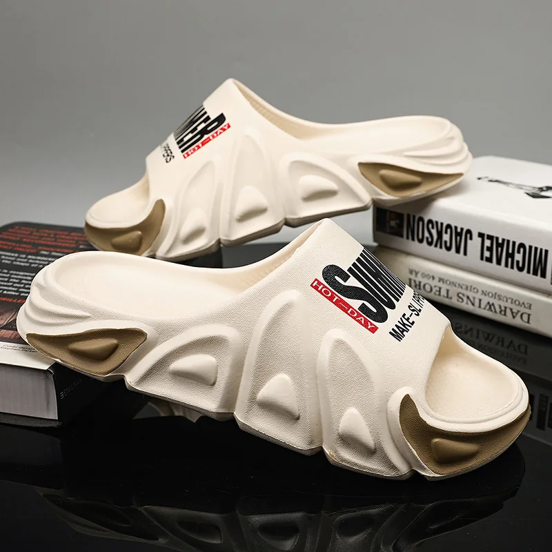 

Шлепанцы мужские на плоской подошве, Нескользящие сандалии, Повседневная Удобная обувь для дома и пляжа, тапочки для дома