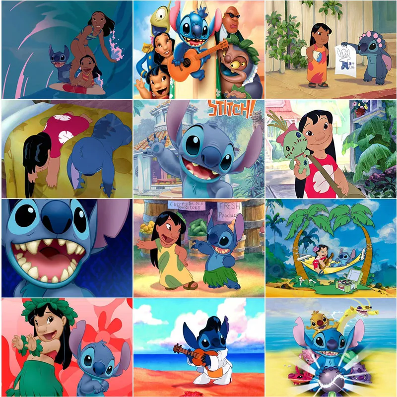 

Алмазная живопись «Лило и Ститч» Disney, полное Алмазная вышивка «Лило и шестиногая космическая существо», подарок ручной работы