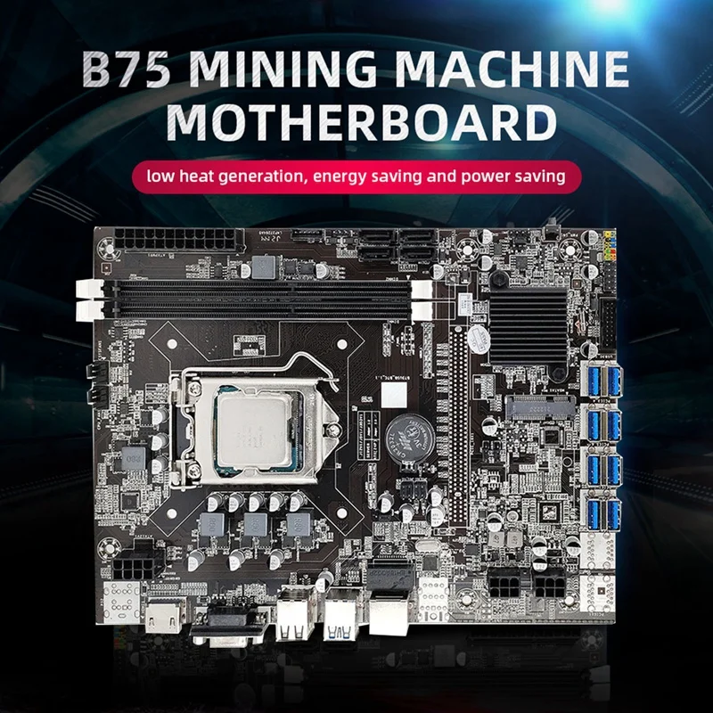 

B75 8USB BTC Miner 8X PCIE To USB GPU LGA1155 DDR3 MSATA Miner Motherboard+CPU+CPU Fan+Thermal Grease+Switch Line+2XSATA Cable