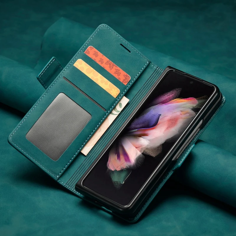Card Pocket Wallet Case for Samsung Galaxy Z FOLD 4 Samsung Galaxy Z Fold 3 PU Leather Strong Magnetic Flip Cover Capa Fundas