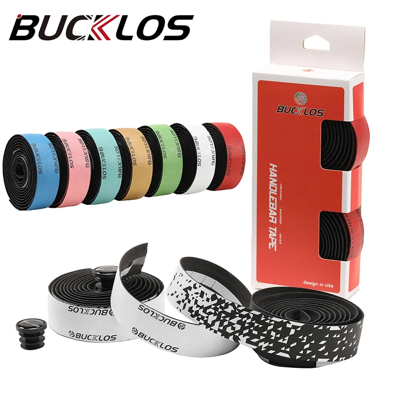 

BUCKLOS Road Bicycle Handlebar Straps Durable Soft Bike Bar Tapes Shock Absorption Handle Tape with End Plugs Bicycle Parts