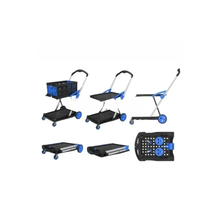 Новые двухэтажные складные тележки легкие алюминиевые для покупок с ящиком