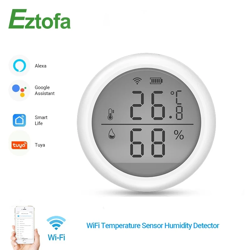 Tuya Smart WiFi ЖК-датчик температуры и влажности Беспроводной детектор