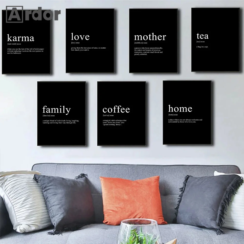

Family Quotes Poster Mother Home Travel Love Canvas Painting Print Black Minimalist Wall Art Pictures Living Room Home Decor