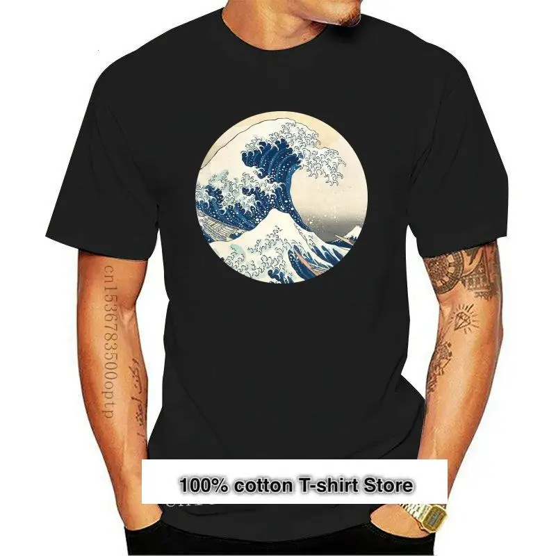

Camiseta de манга corta para hombre, ropa 9482A, gran ola, Off Kanagawa, Monte Fuji, de algodón, Katsushika, Hokusai