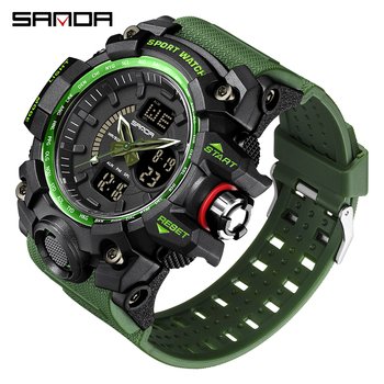 SANDA Brand Luxury Men's Watches 50M Waterproof Dual Display Sports Quartz Watch For Male Electronic Wristwatch Relogio Masculin-37257