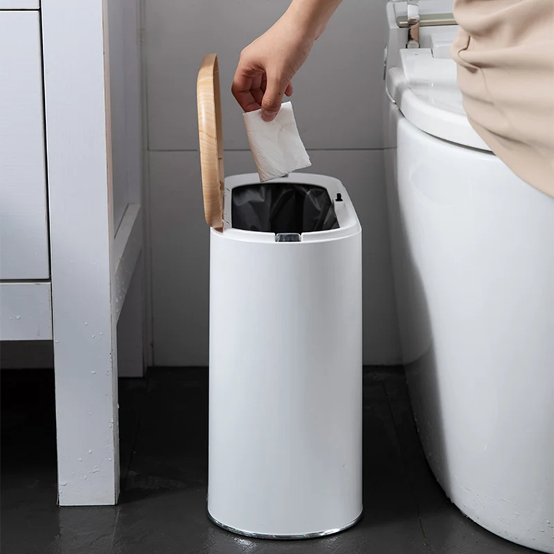

Toilette Room Trash Can Cover Plastic Narrow Waterproof Rectangle Trash Can Desktop Office Cubo De Basura Home Accessories