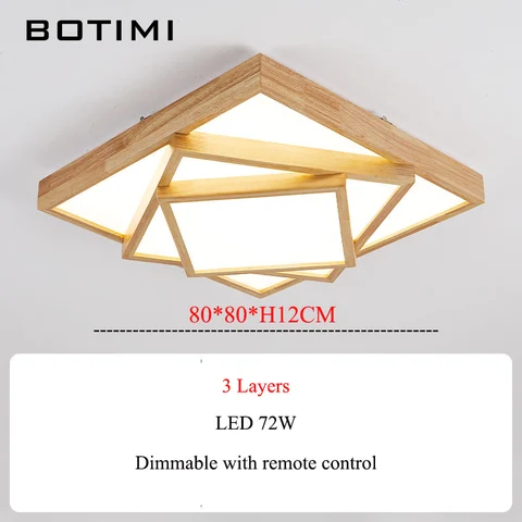 Квадратные деревянные настенные потолочные светильники BOTIMI для спальни, Скандинавская 2-слойная деревянная поверхность, Кухонное освещение, современная лампа для комнат