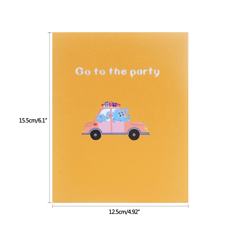 Креативная 3D выдвижная открытка мультяшный слон автомобиль поздравительные