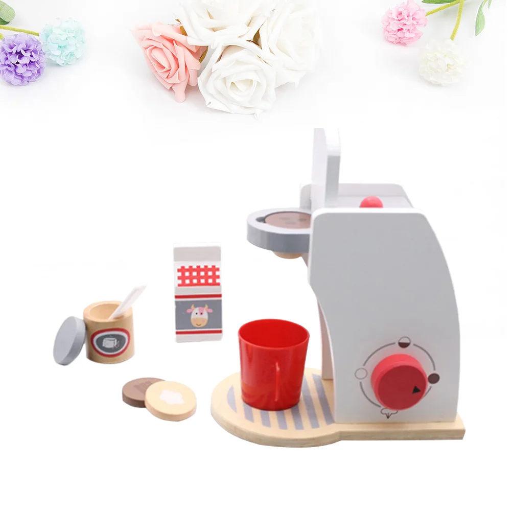 

Mini Children Pretend Play Wooden Coffee Machine Simulation Educational for Kids Children