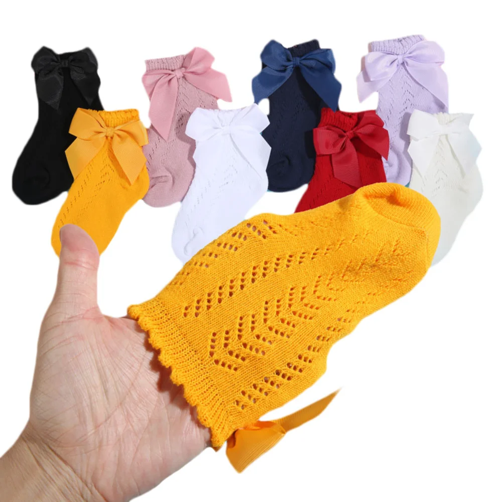 

Summer Mesh Newborn Baby Girls Socks Fashion Bow Thin Socks for Girls Infant Clothes Accessories White Red Color