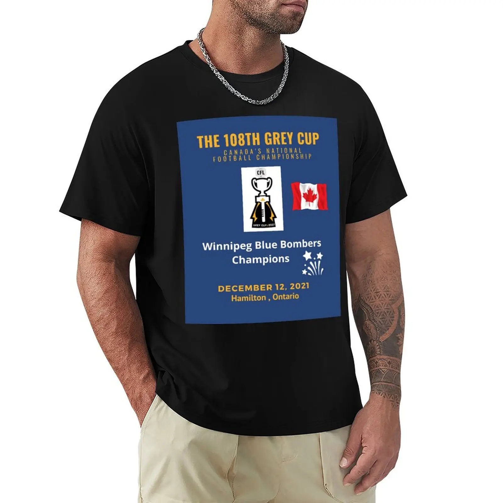 Фото Футболка Winnipeg Blue Bombers Grey Cup Champions 2021, высокоэластичная спортивная футболка №1
