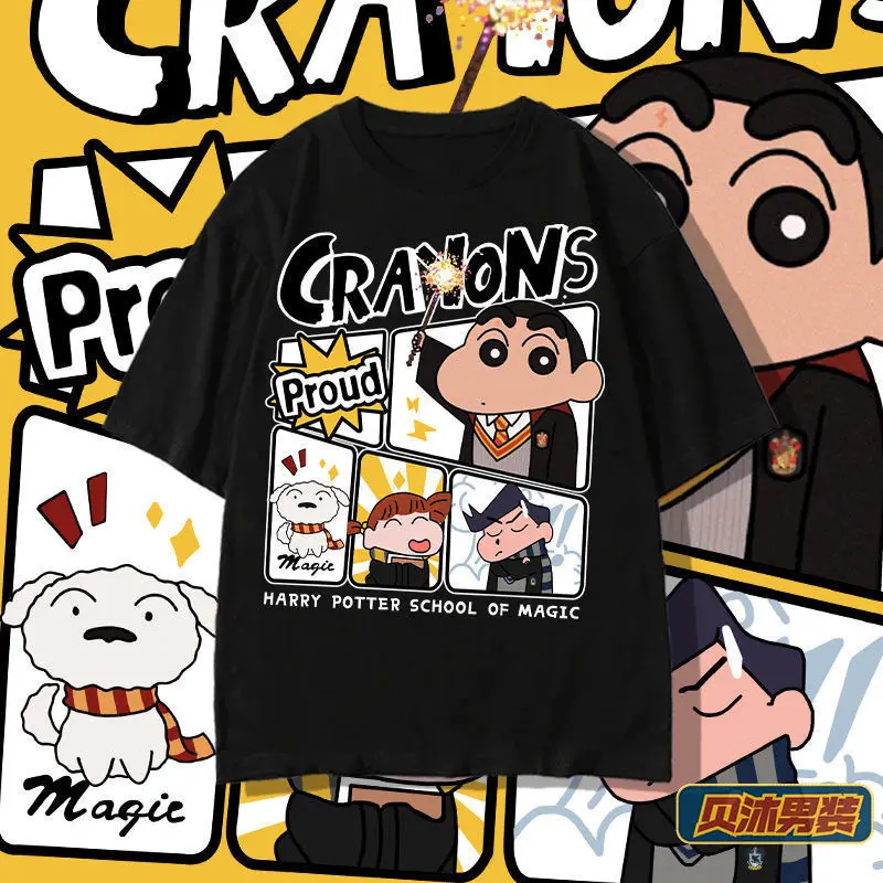 

Crayon Shin-Chan Cartoon Fashion Ins Printing Short Sleeve T-Shirt M-3Xl Size Kawaii Anime Summer Loose Couple Top for Gifts
