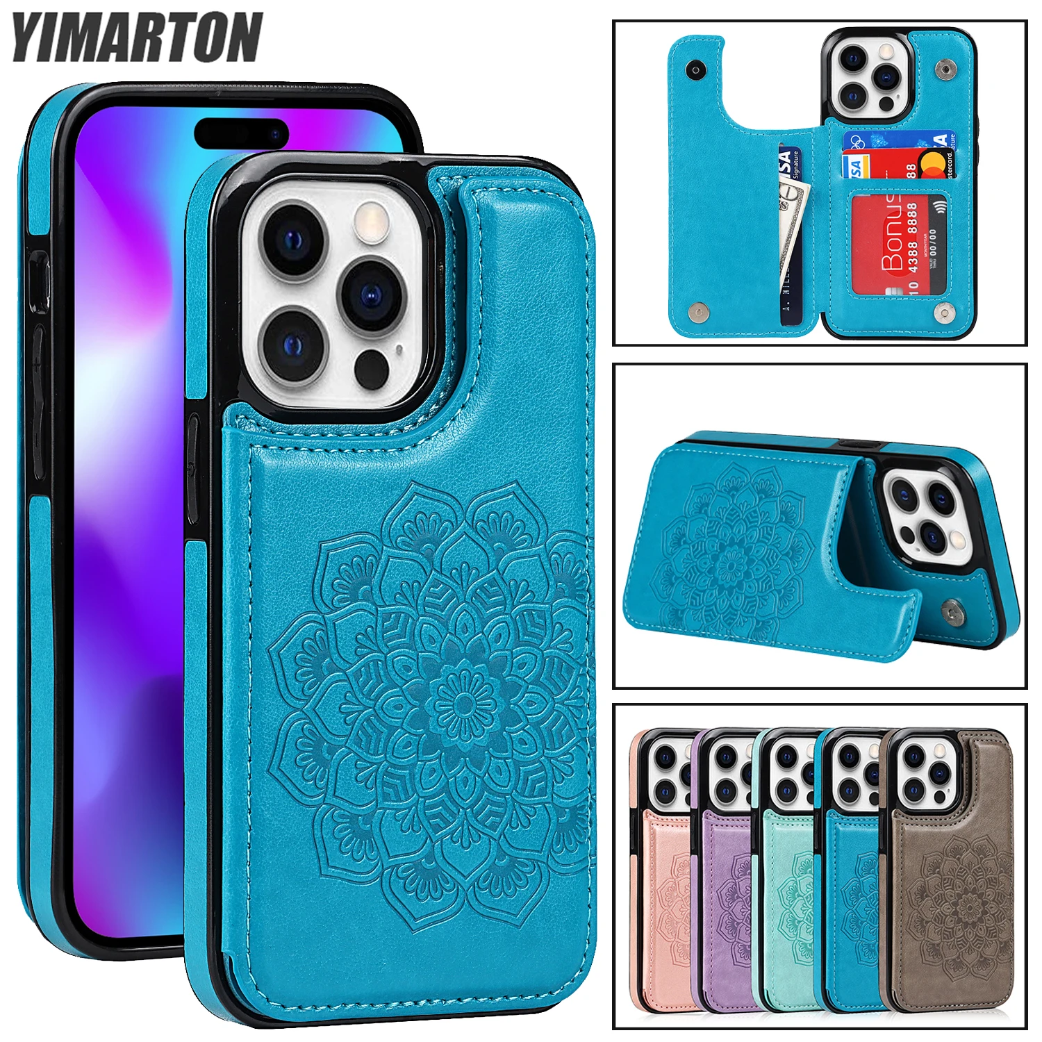 

Leather Embossing Case For iPhone 14 13 12 Mini 11 Pro X XS Max XR 8 7 6 6s Plus 5 5s SE 2020 2022 Phone Bags Card Slots Cover