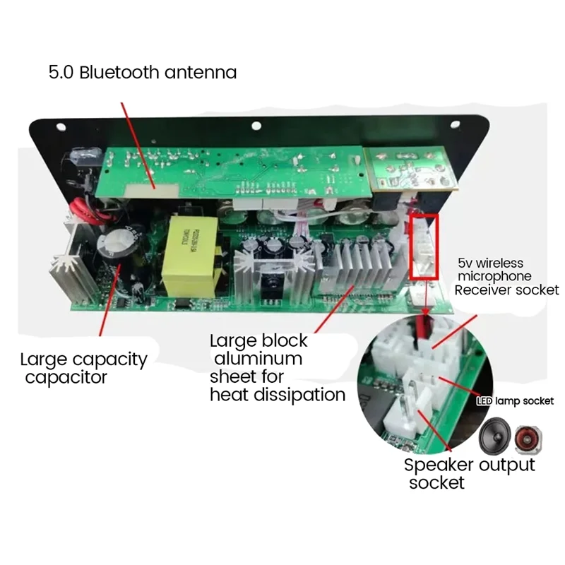 Стандартная плата усилителя Bluetooth D100 материнская автомобильного 12 В