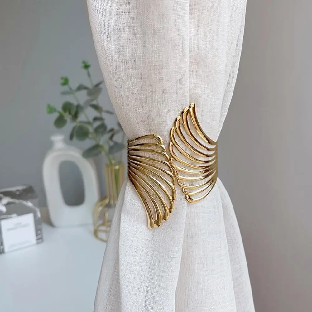 Hot Sales！Drapery Holdbacks Exquisite Texture Easy to Use Metal Golden Wings Shape Curtain Clips Holder for Home