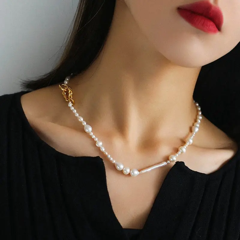 Timeless Wonder Fancy Geo Baroque Pearl Necklace for Women Designer Jewelry Punk Ins Party Goth Runway Top Rare Trendy Mix 6421