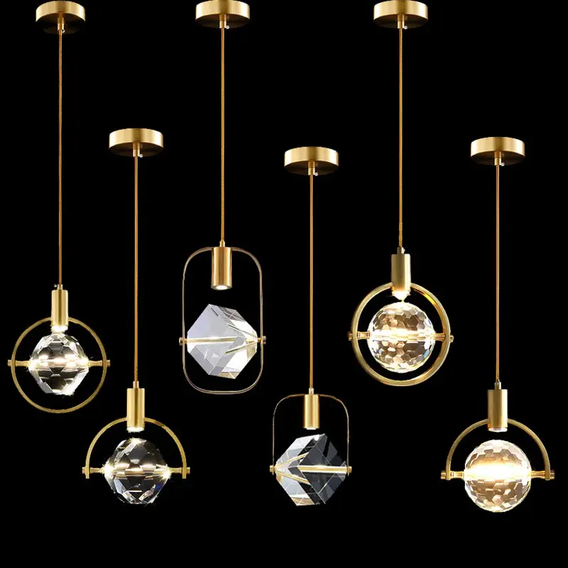 Pаспродажа Хрустальные светодиодные подвесные светильники, кухонный светильник, подвесной прикроватный светильник, скандинавский Лофт, гостиная, сто...