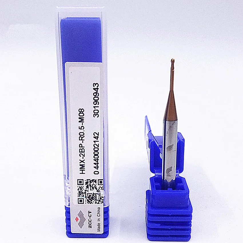 HMX-2BP-R0.5-M08 ZCC.CT HMX-2BP Шаровая концевая фреза с двумя кромками и прямым хвостовиком, длинной шейкой и коротким краем, 2-зубая сферическая концевая фреза Концевые фрезы