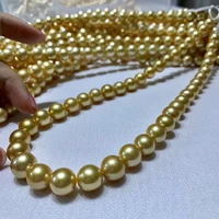 huge charming 1811 12mm natural south sea genuine golden round pearl necklace free shipping jewelry pearl necklace chain