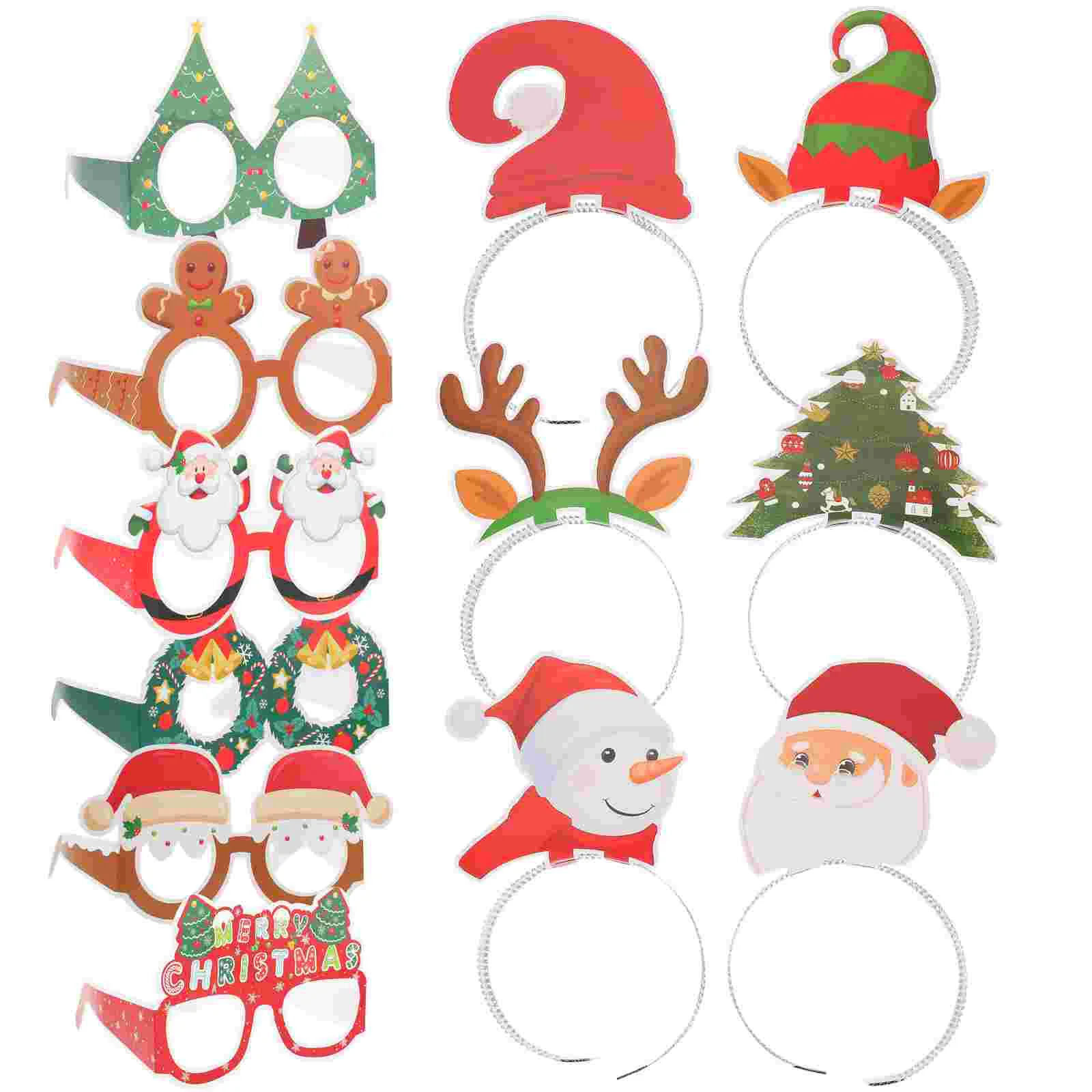 

1 Set of Novel Christmas Headbands Glasses Decors Xmas Glasses Party Glasses Photo Props