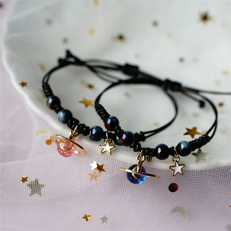 

New Arrival Universe Planet Bracelet Couple Handmade Adjustable Bracelet The Stars Moon Lovers Girlfriends Students Gift Jewelry