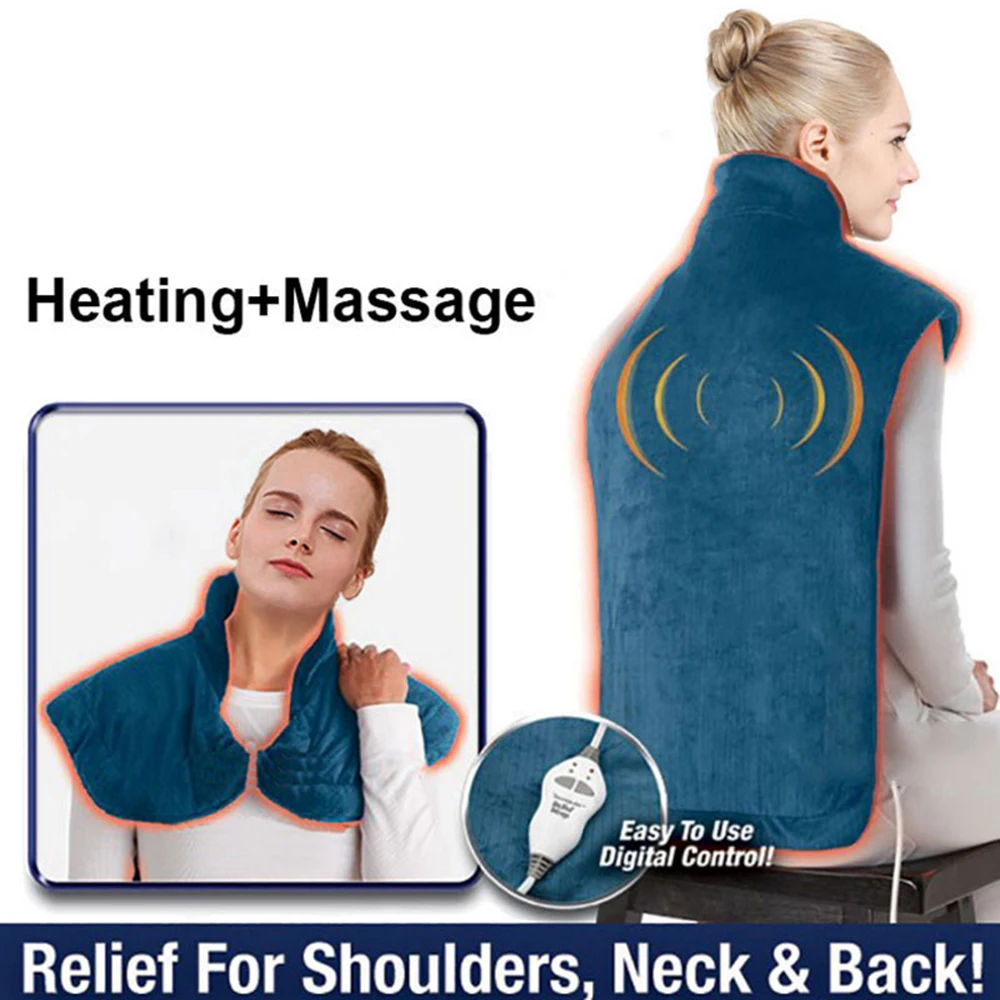 Electric Heating Blanket Neck Shoulder Massager Back Muscles Pain Relief Heating Pad Extra-Long Massaging Heat Wrap Heating Mat