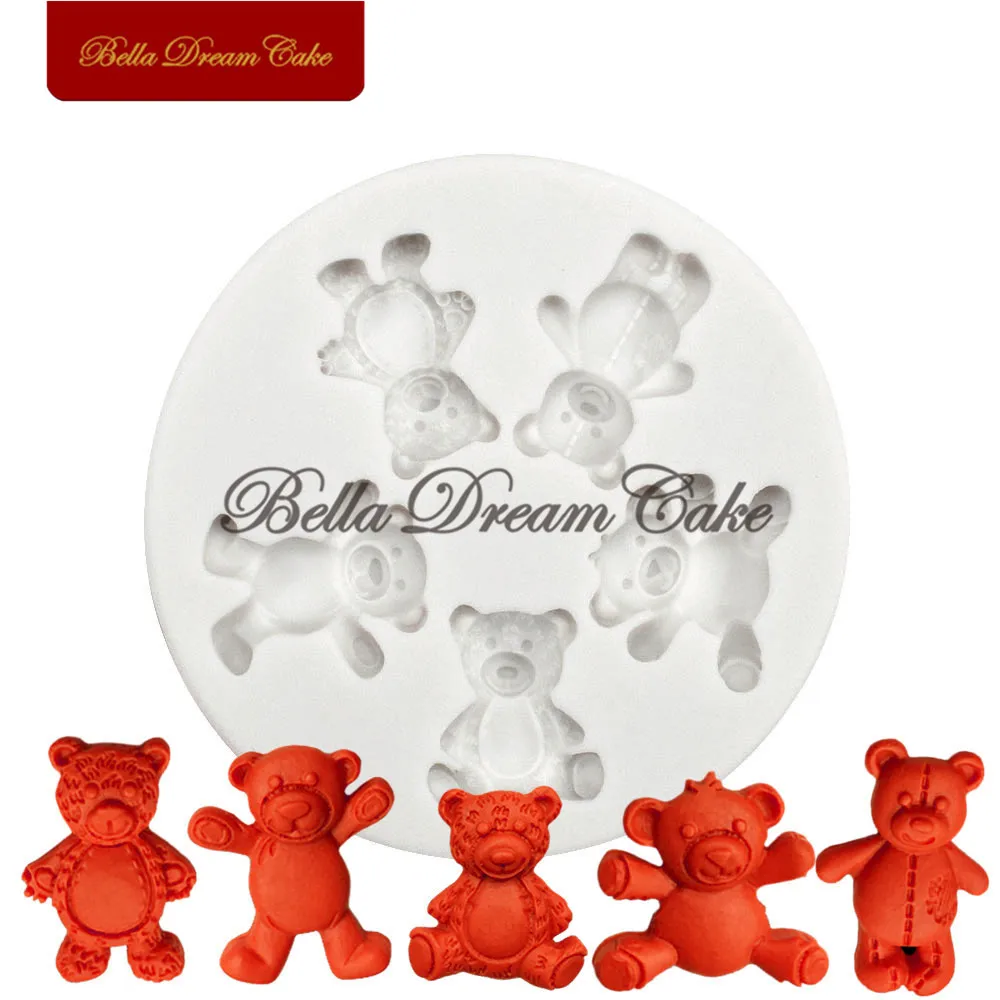 

Mini Toy Bear Silicone Mold Animals Cupcake Topper Fondant Molds Candy Chocolate Gumpaste Mould Cake Decorating Tools Bakeware