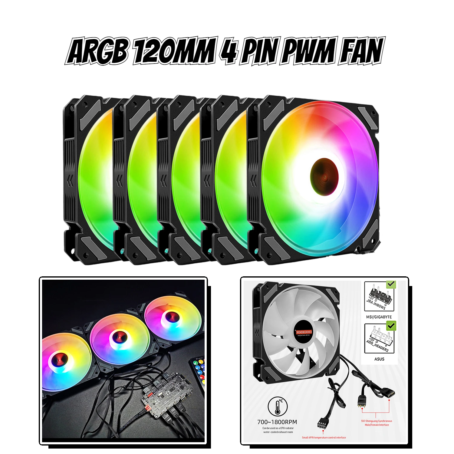 Кулер для ПК COOLMOON PWM 4 контакта 5 В RGB 120 мм 12 см |