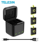 Аккумуляторная батарея TELESIN 1750 мАч для GoPro Hero 10, 3 способа, зарядное устройство со светодиодной подсветкой, TF-карта, аккумулятор для хранения аксессуаров