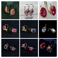 luxury fashion teardrop dangle earrings for women blue red drop earrings engaent wedding 2022 trend gold jewelry