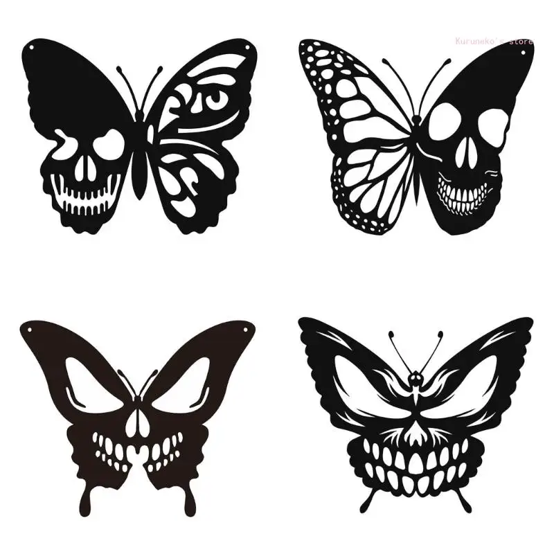 

Stylish Metal Wall Decor with Skull Butterfly Pattern for Indoor Outdoor Home