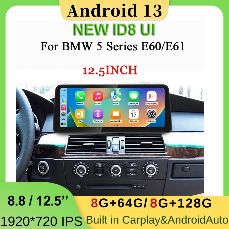 

Android 13 Car Bluetooth Carplay HD Screen For BMW 3 Series E90 E91 5 Series E60 E61 Video Player Monitor Central Multimedia 4G