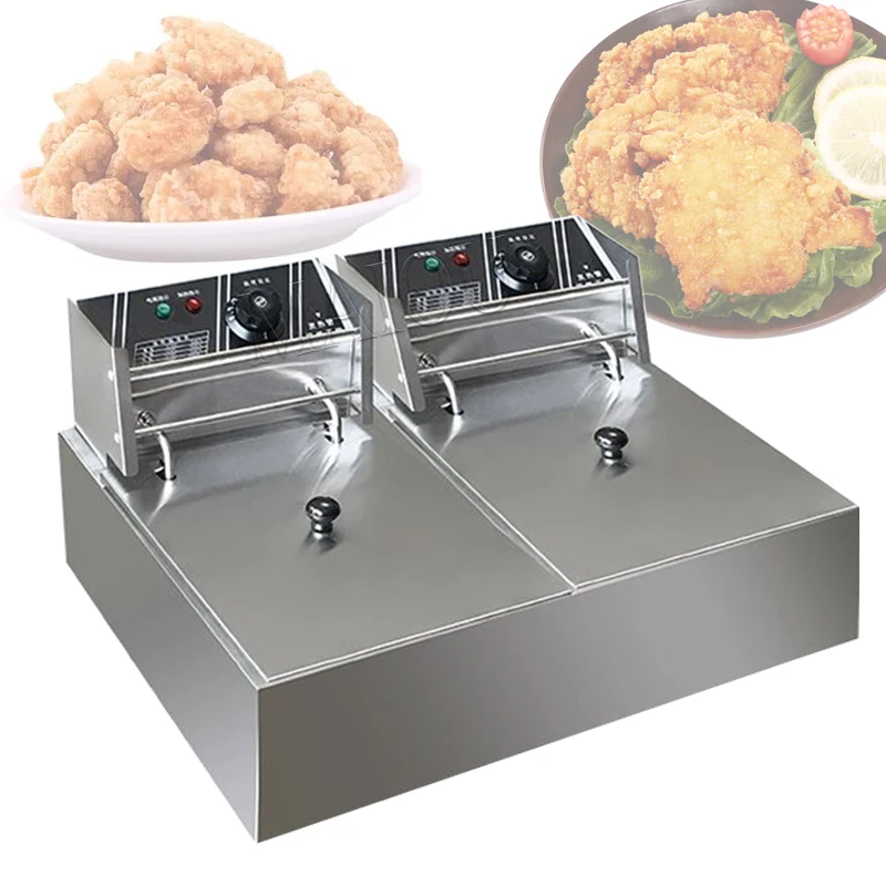 

6L+ 6L Deep Fryer Commercial Stainless Steel Electric Fryer French Chips Chicken Wings Fast-Heating Snack Machine Food