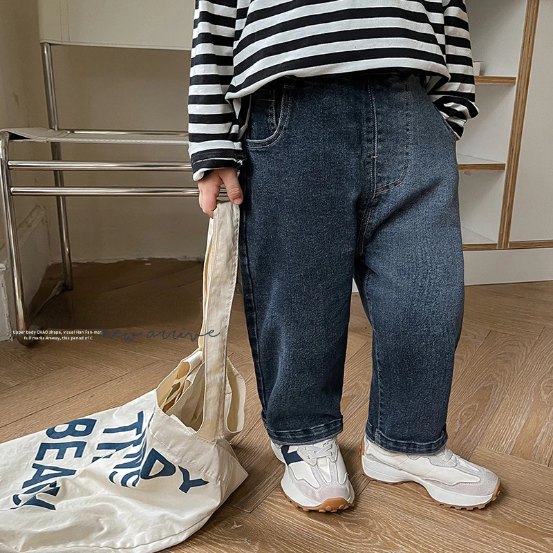 

2023 Pants Jeans Boys Wide-leg Pants Fashion Soft Korean Style Elastic Waist Pretty Cool Loose Long