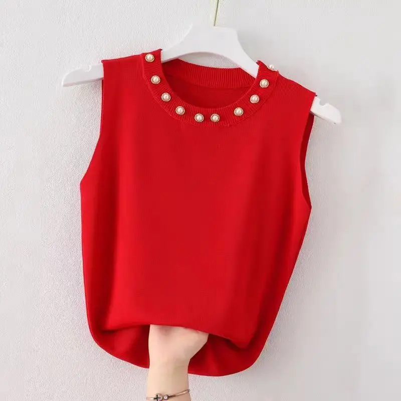 Женский богемный Топ без рукавов однотонный Свободный на бретельках с вышивкой и