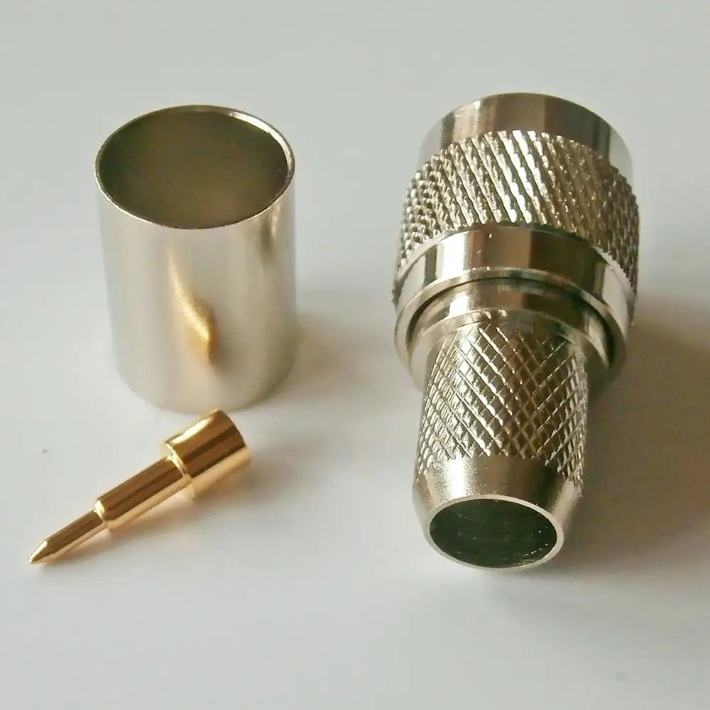 

RF Coax Connector Socket TNC Male Crimp for LMR400 RG8 RG213 RG214 RG165 7D-FB Cable Plug Nickel Plated Brass Coaxial Adapters