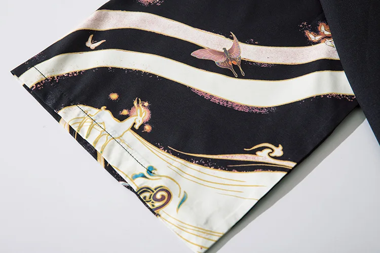 M-XXL Spring Summer New Men Rayon Kimono Robe Bling 3/4 Sleeve Cardigan Shirts Print Casual Loose Chinese Home Bathrobe