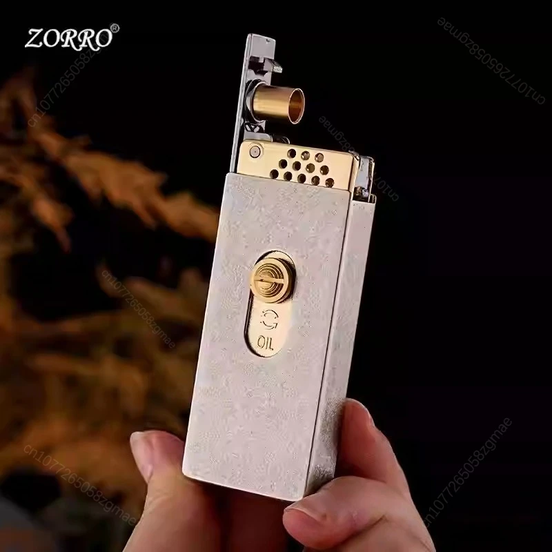 Фото Зажигалка ZORRO 739 на керосине, автоматическое выбросное устройство в одно касание, ретро-зажигалка в стиле спичечной коробки, креативный подарок для мужчин, аксессуар для сигарет. №1