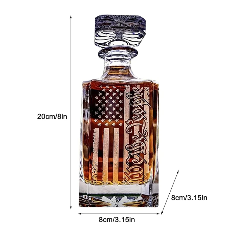 Whiskey Decanter Red Wine Decanter Engraved We The People American Flag Glass Material for Liquor Whisky Bourbon Drop shipping images - 6